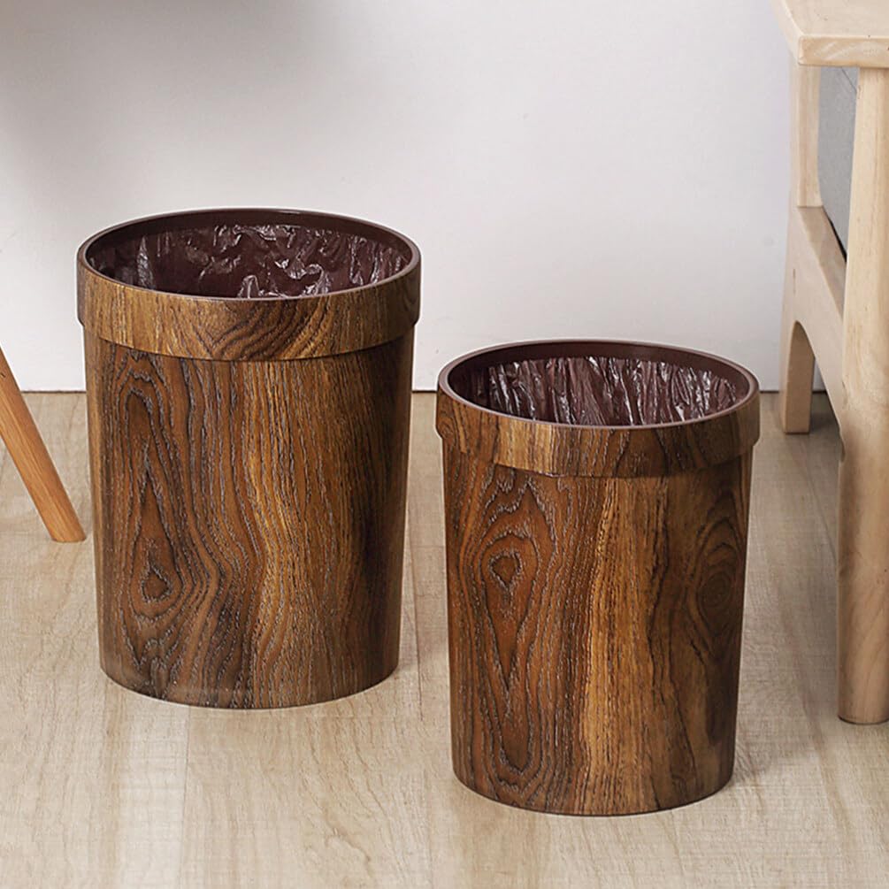 Alipis Cubo de basura de madera con parte superior abierta, cubo de basura retro, contenedor de basura para cocina, oficina, hogar, baño, debajo del