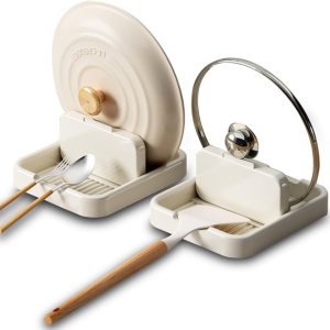 Paquete de 2 cucharas y tapas para encimera de cocina, soporte de cuchara con soporte para tapa para estufa, soporte para utensilios de cocina para Paquete de 2 cucharas y tapas para encimera de cocina, soporte de cuchara con soporte para tapa para estufa, soporte para utensilios de cocina para