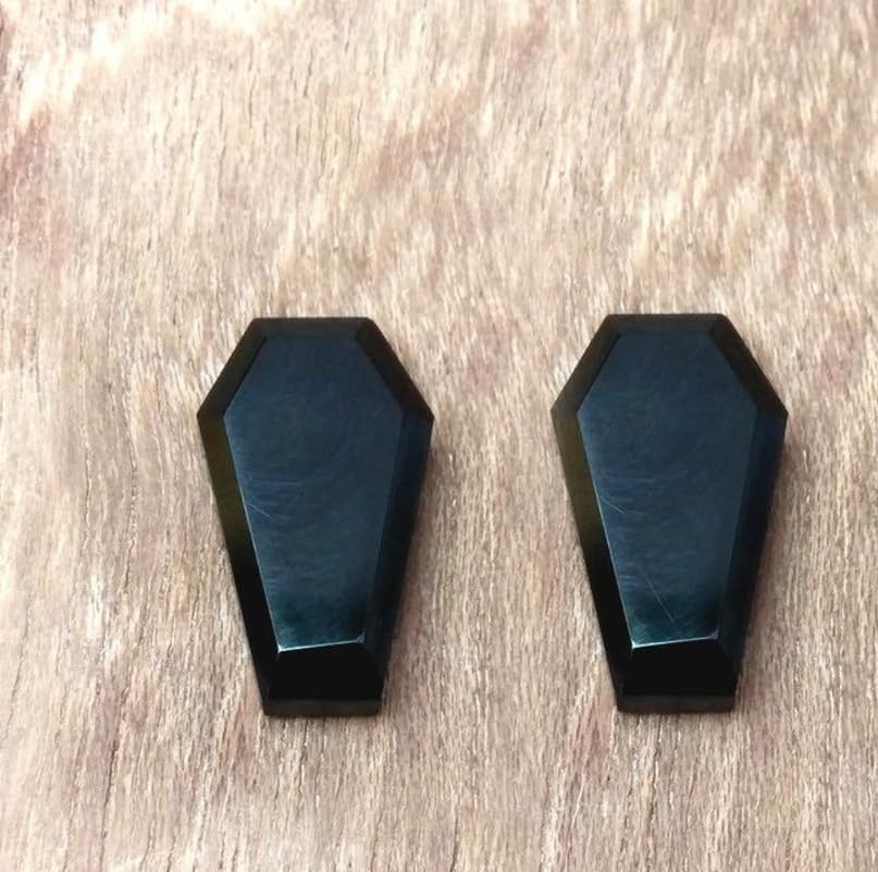 Cabujones de forma de ataúd de ónix negro natural de 0.394×0.669 in para la fabricación de joyas, colgantes, aretes, cuentas de fabricación de joyas