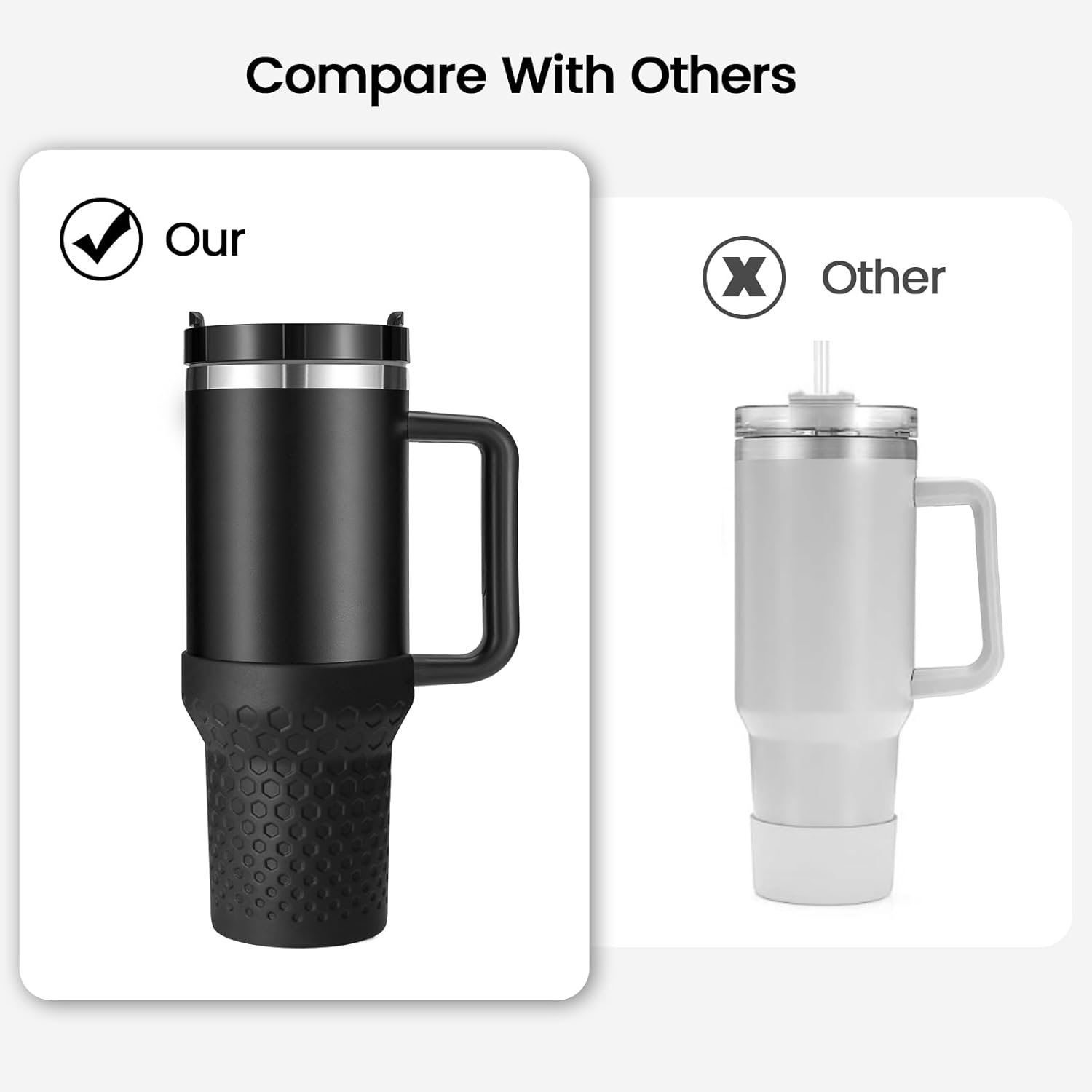 Funda de silicona para Stanley Cup de 30 onzas  20 onzas, funda negra para botas con accesorios Stanley H2.0 y Quencher Adventure Tumbler (negro, 30