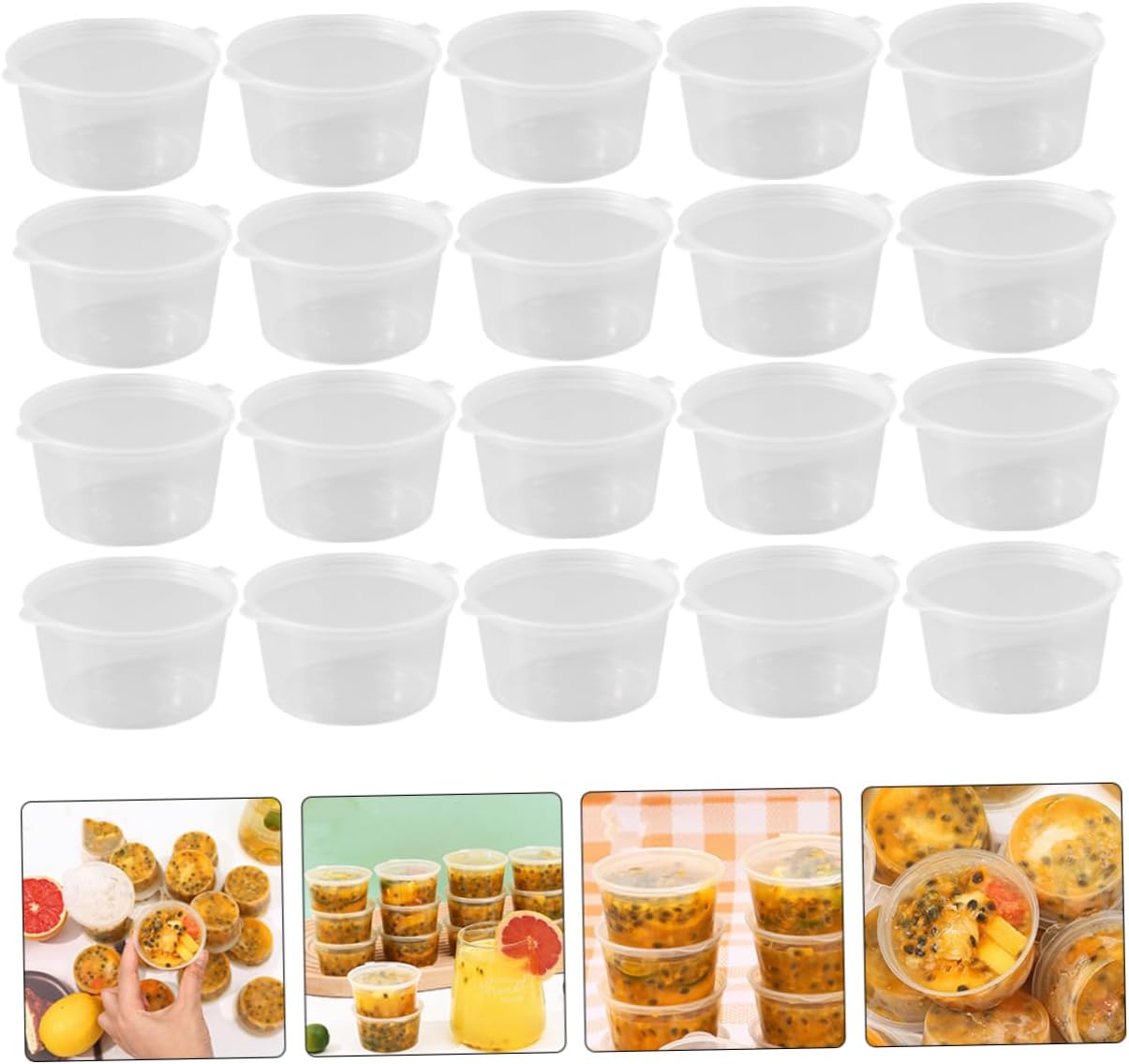 Caja de embalaje de fruta de la pasión, tazas de yogur, recipientes de salsa, tazas para cupcakes, accesorios de almuerzo para niños, contenedor de