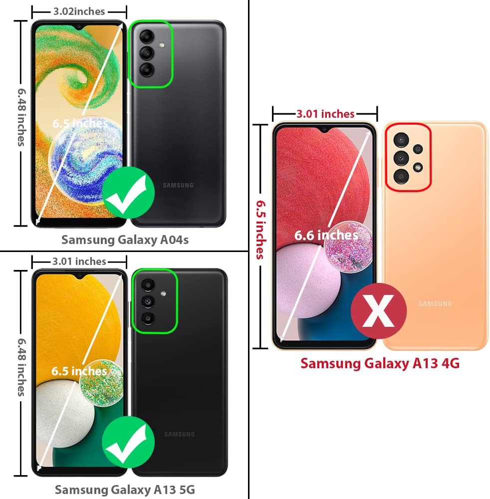 TJS Funda compatible con Samsung Galaxy A13 5G, Galaxy A04S, con protector de pantalla de vidrio templado, anillo de metal, soporte magnético