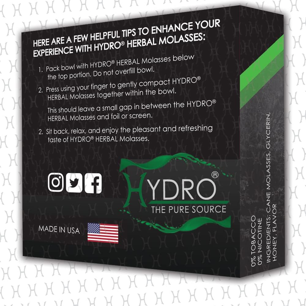 Hydro – Hierbas para shisha o hookah, 250 gramos, sabor de alta calidad, sin tabaco ni nicotina, 1