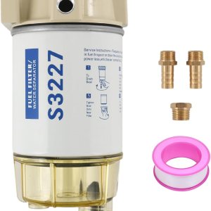 S3227 Filtro de combustible Separador de agua de repuesto para motor fueraborda marino Mercury con púas de 38 pulgadas x 14 pulgadas NPT accesorios S3227 Filtro de combustible Separador de agua de repuesto para motor fueraborda marino Mercury con púas de 38 pulgadas x 14 pulgadas NPT accesorios