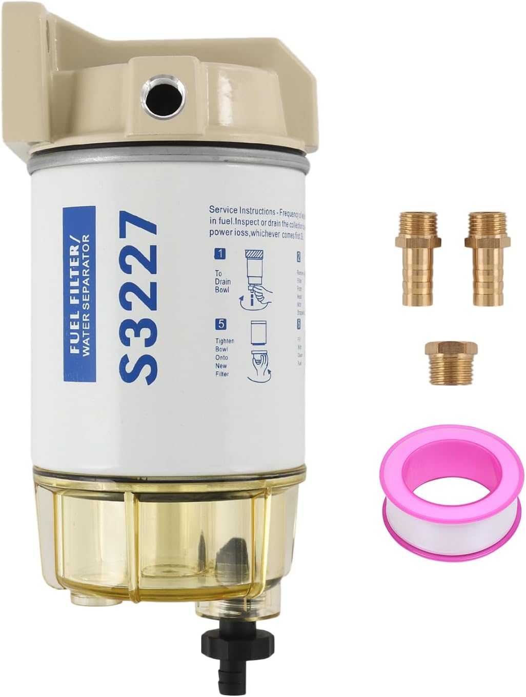 S3227 Filtro de combustible Separador de agua de repuesto para motor fueraborda marino Mercury con púas de 38 pulgadas x 14 pulgadas NPT accesorios