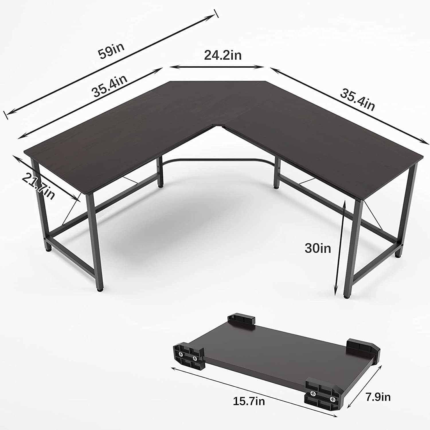 Need Escritorio de computadora en forma de L de 59 x 59 pulgadas, escritorio esquinero para juegos, escritorio de oficina en casa, escritorio de