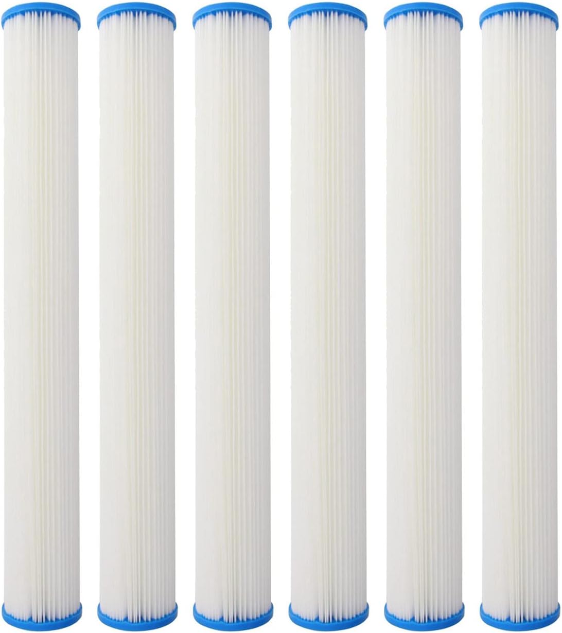 Tier1 Paquete de 6 cartuchos de repuesto de filtro de agua de sedimentos plisados de poliéster para toda la casa, compatible con Pentek ECP20-20,