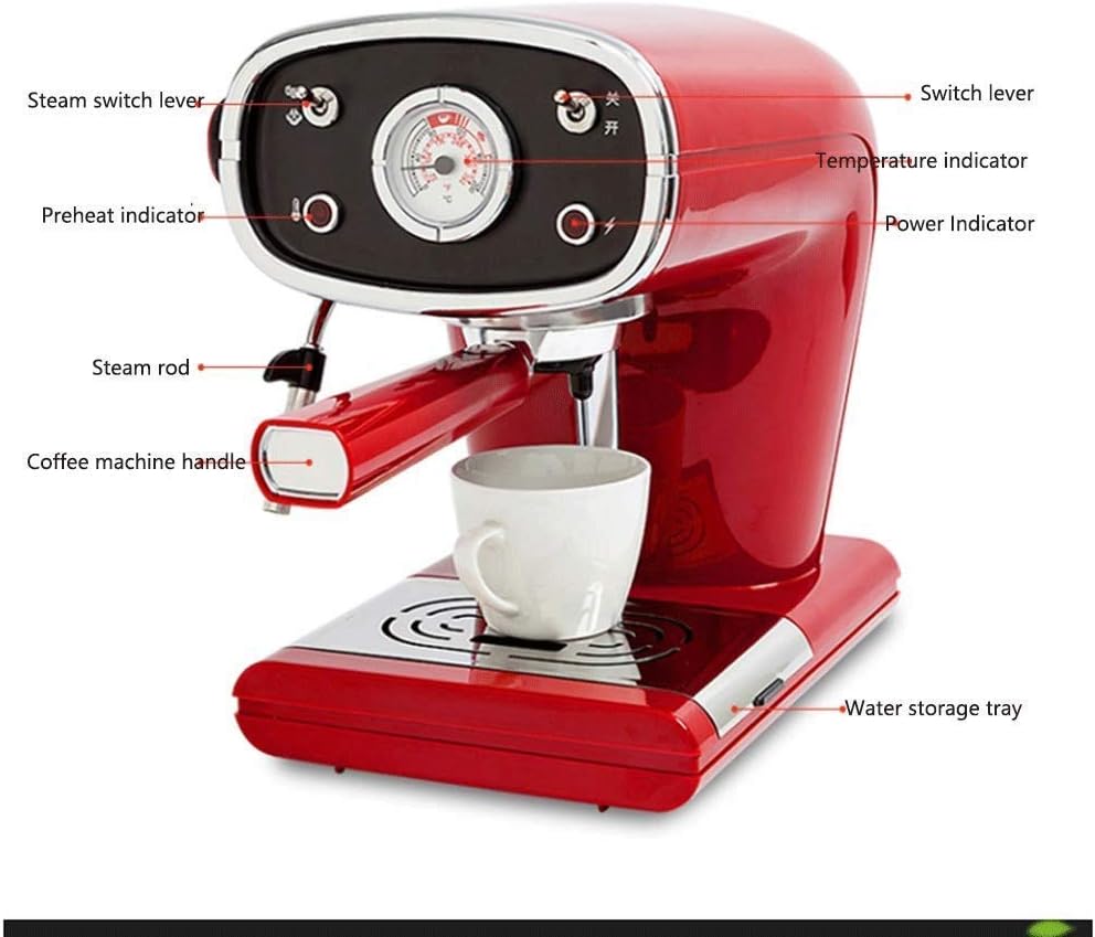 SOVORM Cafetera, máquina de café semiautomática, máquina de espresso, cafetera de alta presión, aspecto clásico, forma hermosa