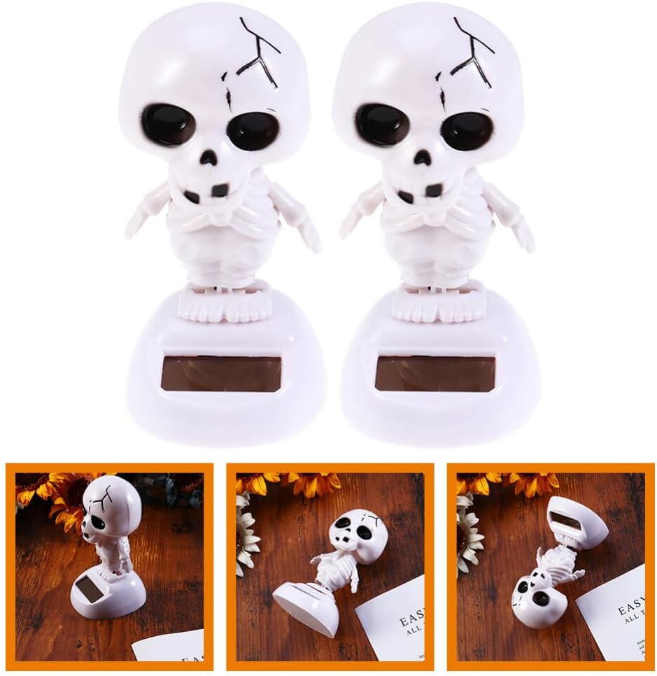 COHEALI 2 piezas de esqueleto solar Bobble Head Halloween bailando figura solar bailando muñeca bailando figuras solares de fantasmas bailarines