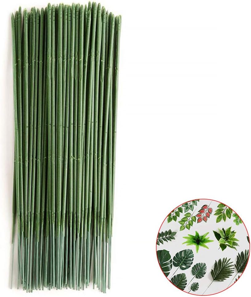 100 piezas de tallo floral de plástico, varilla de flores artificiales, alambre de flores verdes, ideal para la persona de manualidades, 6.7 in y