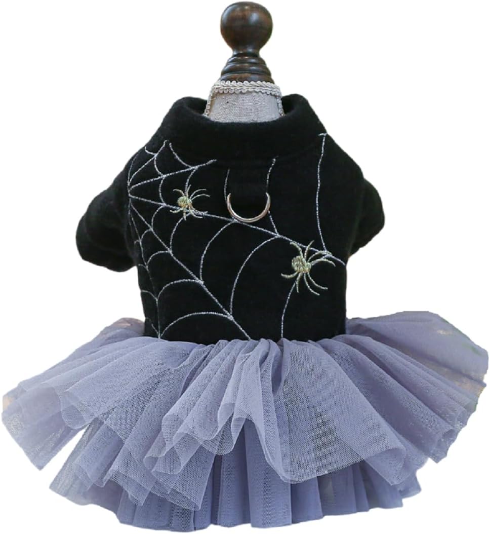 Vestidos de Halloween para perros, ropa para mascotas con anillo en D, suéter cálido para invierno, falda, disfraces de Chihuahua Yorkie para bodas,