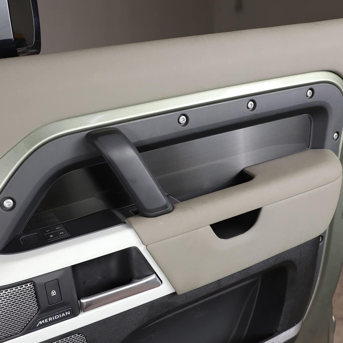 Cubierta de panel de decoración de puerta interior de aleación de aluminio, 4 piezas para Land Rover Defender 110 2020-2022 accesorios de automóvil