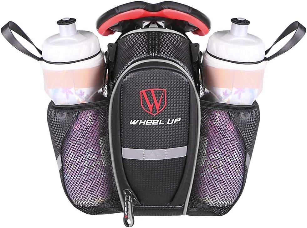 Bolsa para botella de agua, impermeable, parte trasera debajo del asiento, bolsa doble para botella, bolsillo trasero de bicicleta con tira