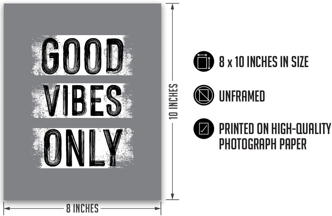 Good Vibes Only – Decoración de oficina – Decoración de pared para dormitorio – Arte de pared inspirador – Decoración de habitación para niños