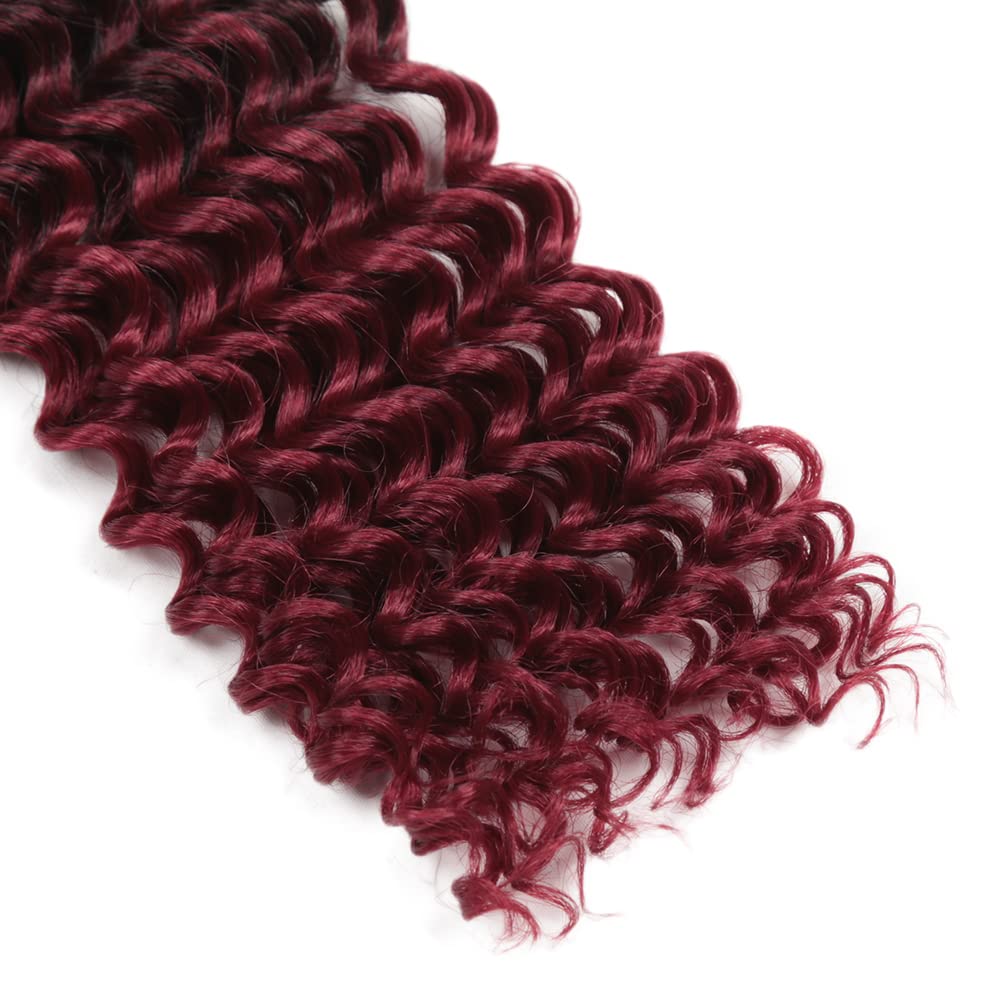Pelo de ganchillo profundo de 22 pulgadas, 5 paquetes de extensiones de cabello sintético rizado trenzado (22 pulgadas, T530)
