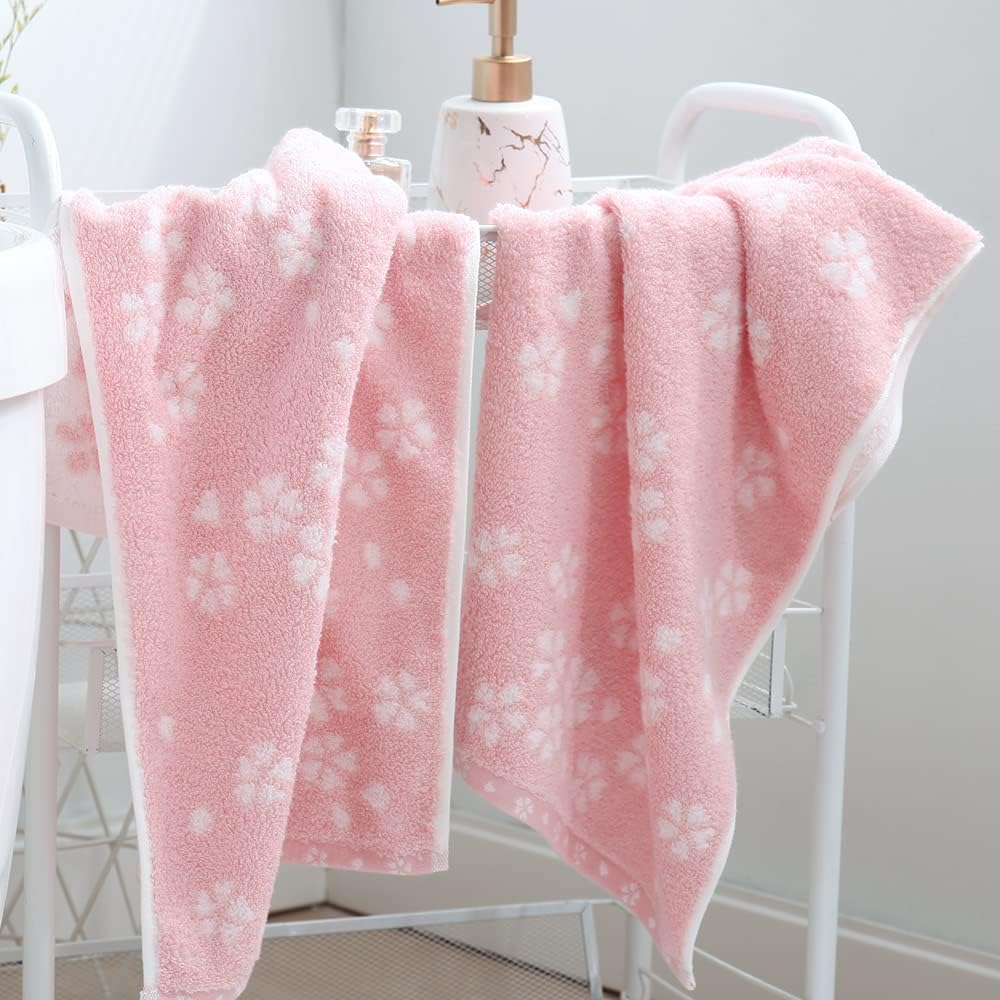 sense gnosis Juego de 2 toallas de mano color rosa súper suaves 100% algodón, diseño floral Sakura, súper suaves, altamente absorbentes, toallas de