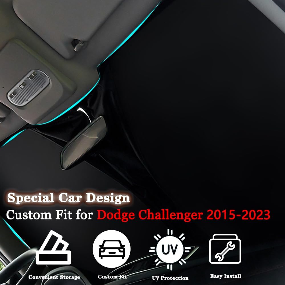 Parasol para parabrisas personalizado para Dodge Challenger 2015-2022 Coupé, SRT Hellcat, Redeye, GT, RT, TA Coupé, cuerpo ancho, SXT, RT Scat Pack