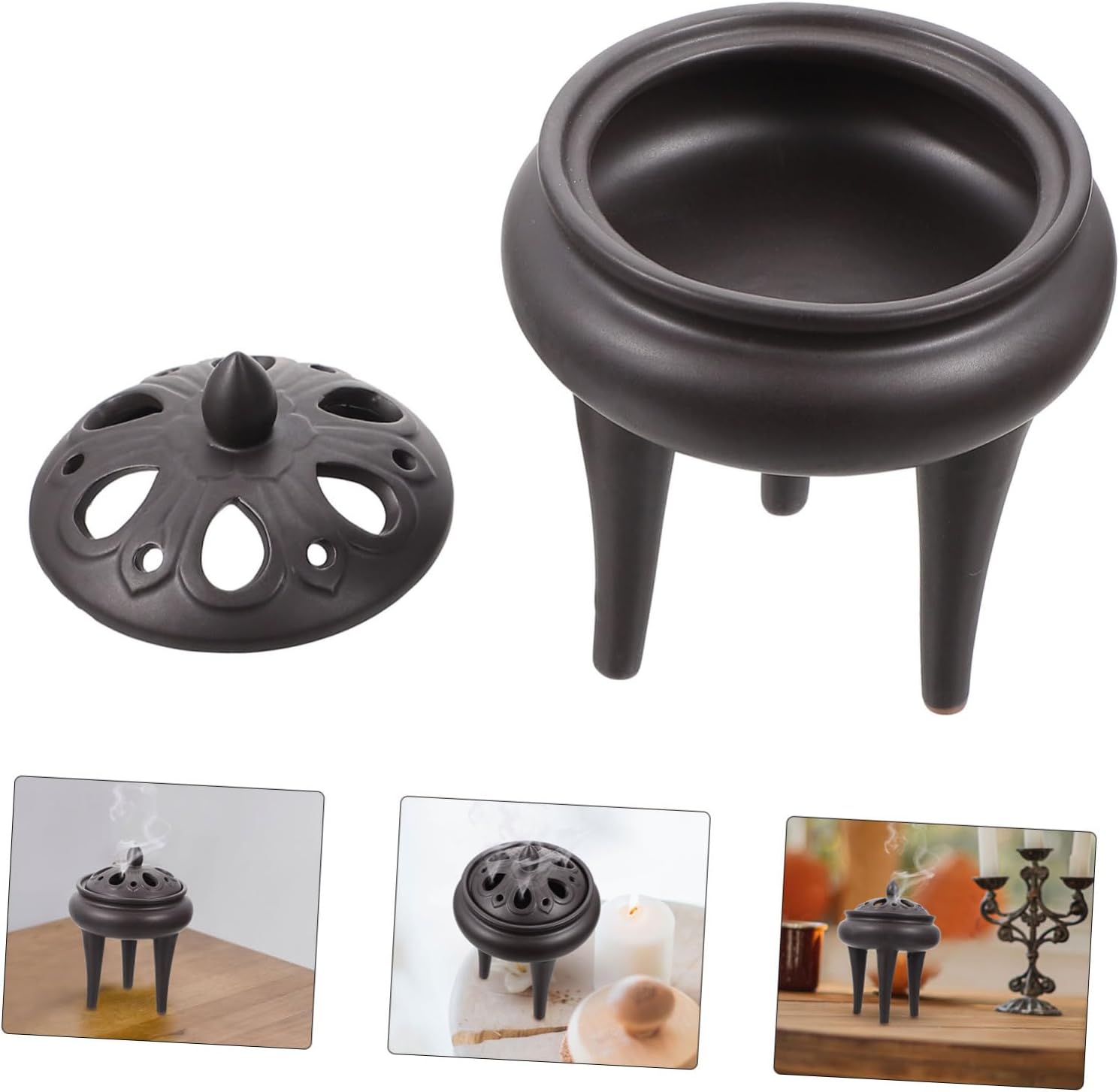 IMIKEYA Quemador de incienso con trípode, cono, quemador de incienso, decoración de escritorio, cascada, quemador de incienso de mesa, quemador de