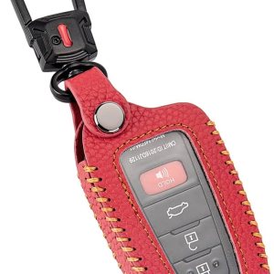 Funda de cuero para llavero Toyota con llavero, funda protectora de cuero compatible con Rav4 Highlander Camry Corolla Avalon C-Hr Prius 2018 – 2024 Funda de cuero para llavero Toyota con llavero, funda protectora de cuero compatible con Rav4 Highlander Camry Corolla Avalon C-Hr Prius 2018 – 2024