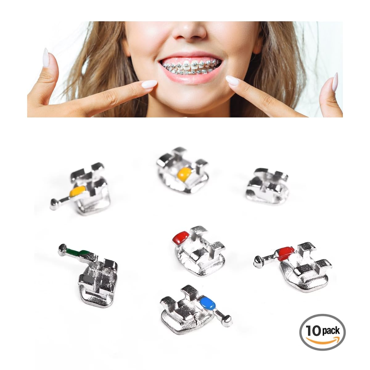 Soporte de ortodoncia Monoblock Mini  200 piezas – paquete de 10  Roth 0.022 pulgadas de ancho  alto 3,4,5 cartón  Acero inoxidable, menor fricción,
