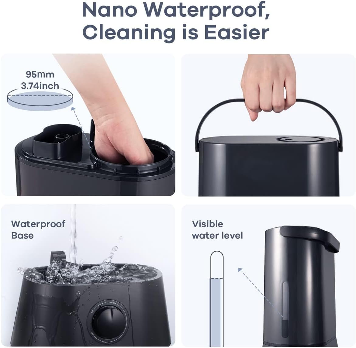 Humidificador de niebla fría, (tanque de agua de 4 litros), humidificadores de aire ultrasónicos silenciosos para dormitorio y habitación grande,