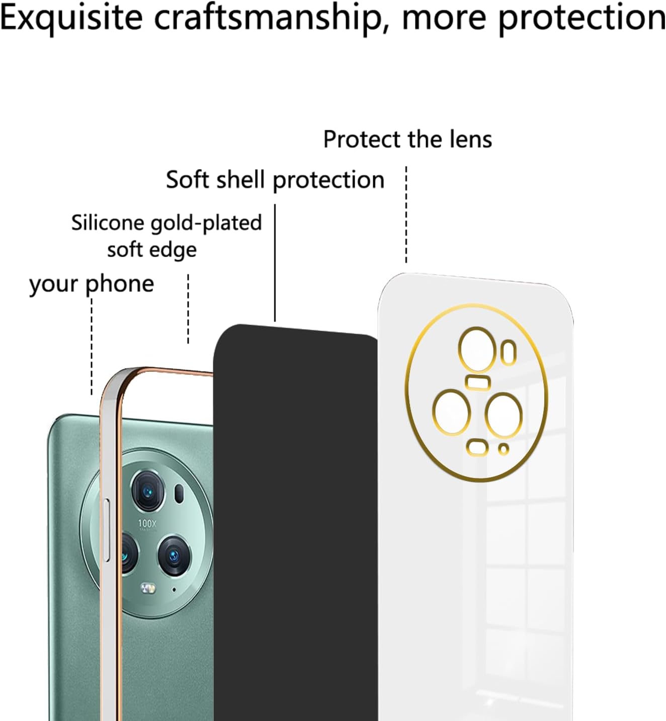 Compatible con Honor Magic 5 Pro Funda de silicona rosa, chapado Honor Magic 5 Pro, funda delgada y suave a prueba de golpes (blanco)