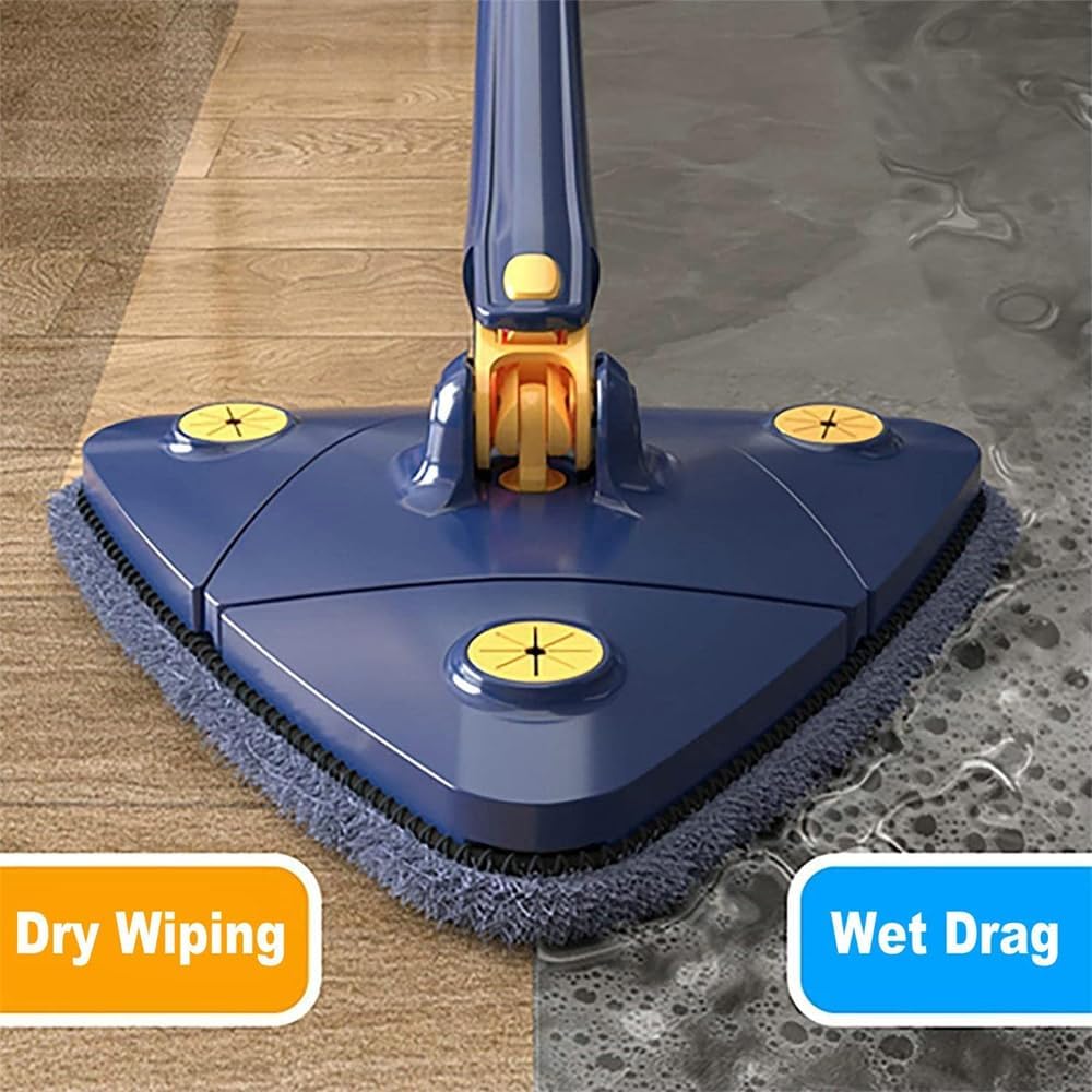Cleangly – Trapeador giratorio triangular de 360, trapeador mágico de limpieza ajustable giratorio de 360, triángulo de trapeador brillante,