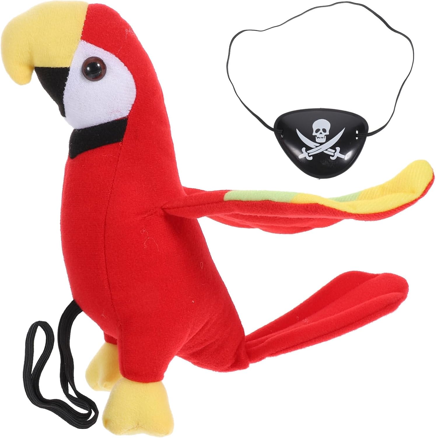 Abaodam 1 juego de loro de peluche en el hombro, parche de ojo de pirata, loro de peluche de loro pirata, accesorio de hombro para niños y niñas,