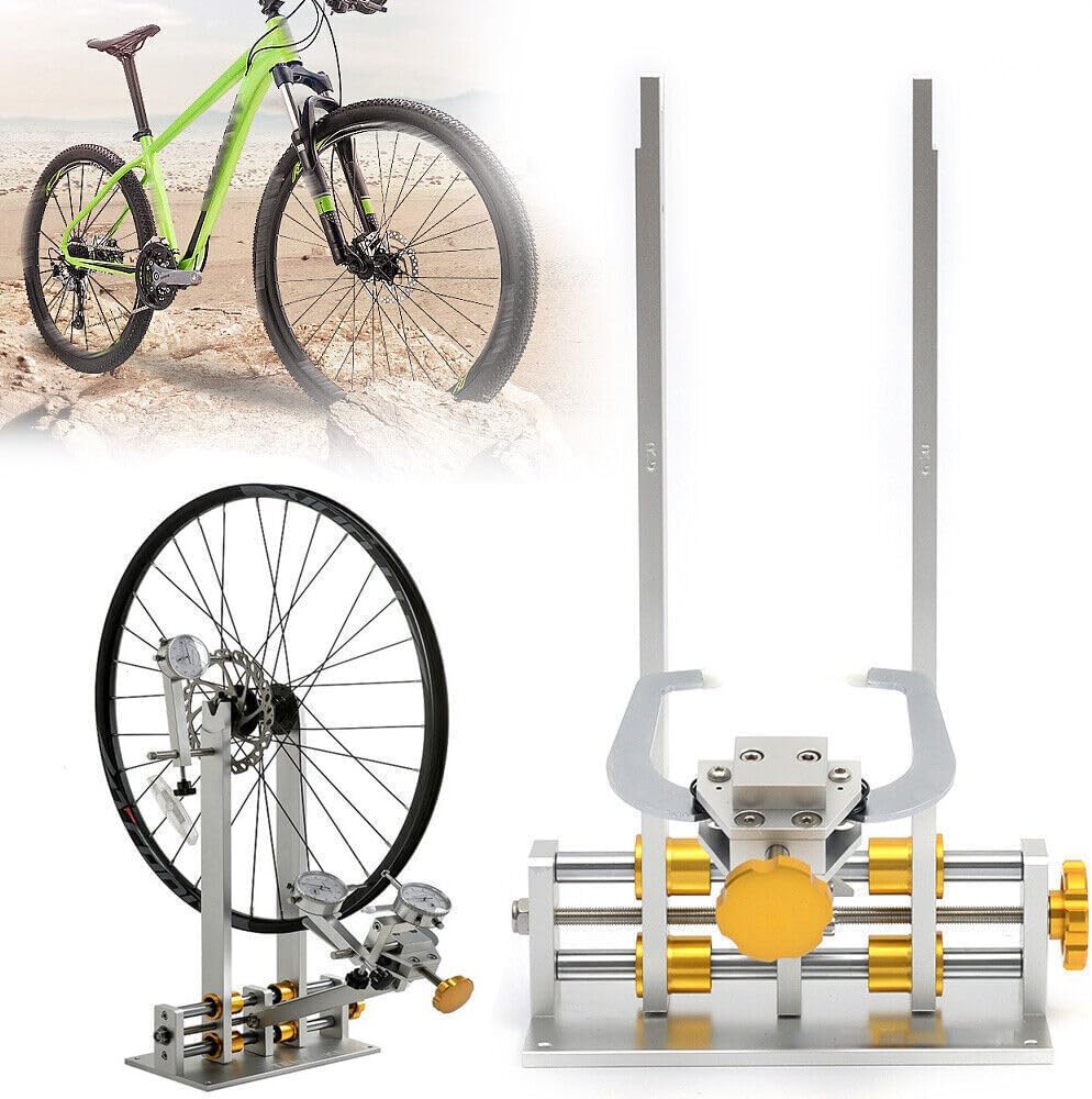 RustyVioum Soporte de rueda de bicicleta, plataforma de reparación de mantenimiento de cubo de bicicleta+herramienta mecánica para ruedas de 10″ a