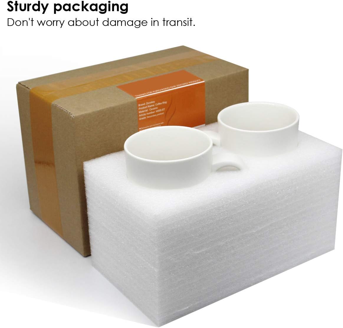 Smilatte M007 – Tazas de café grandes de 20 onzas, taza de cerámica lisa y alta con asa para papá y hombre, juego de 2, color blanco