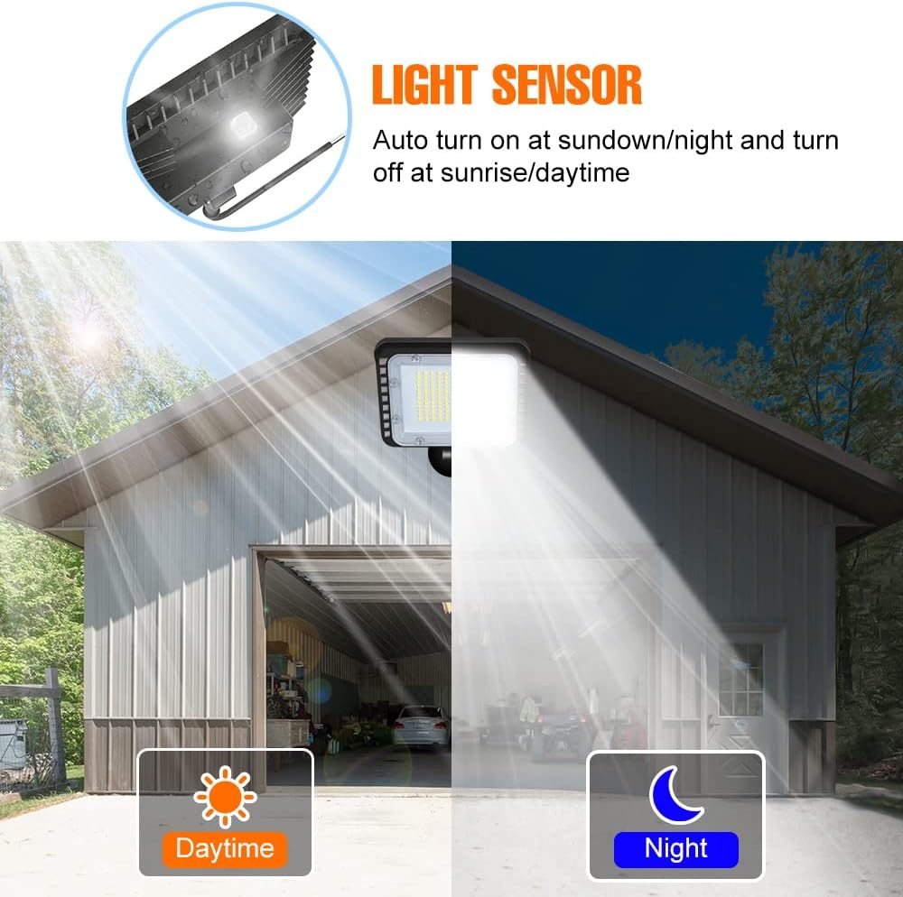 Paquete de 2 luces LED de inundación para exteriores, 50 W, sensor de fotocélula del atardecer al amanecer, 5000 K, luz diurna, 7528 lm, iluminación