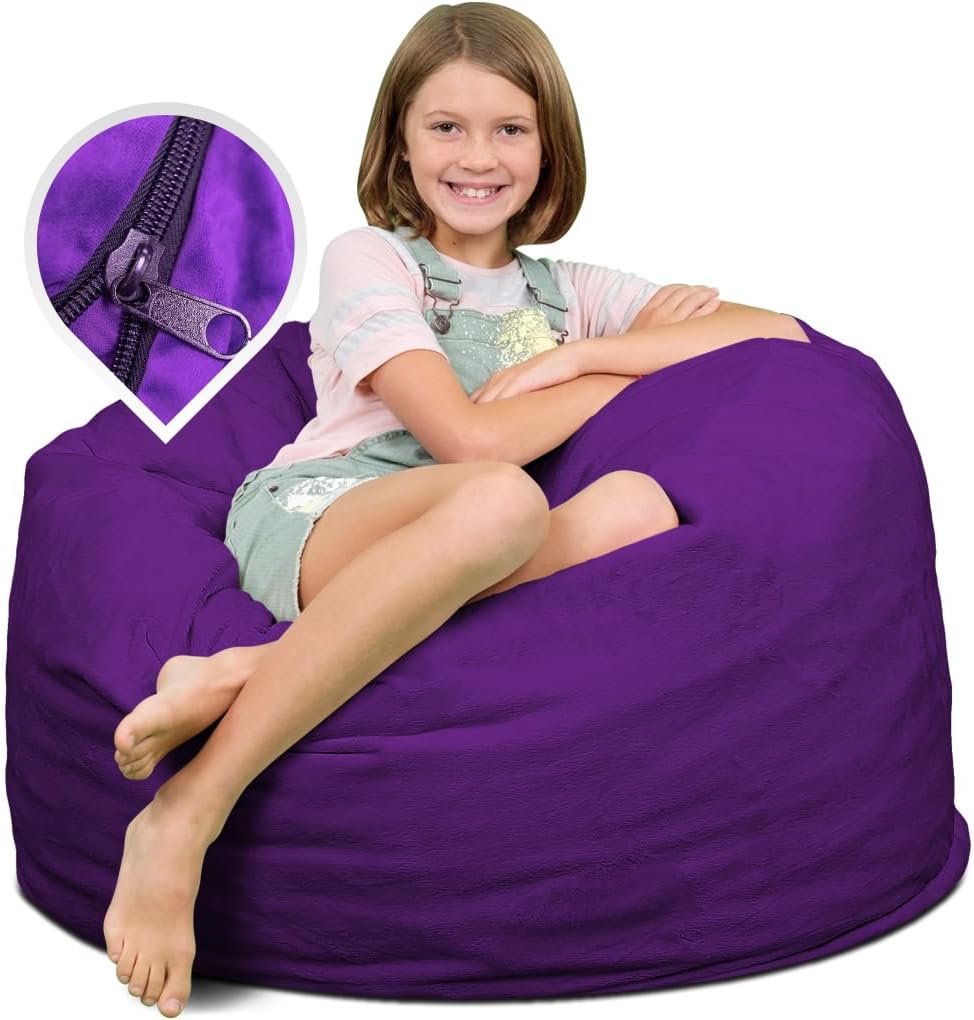 ULTIMATE SACK 3000 (3 pies) Funda para silla puff en varios colores solo funda (3000, gamuza morada)