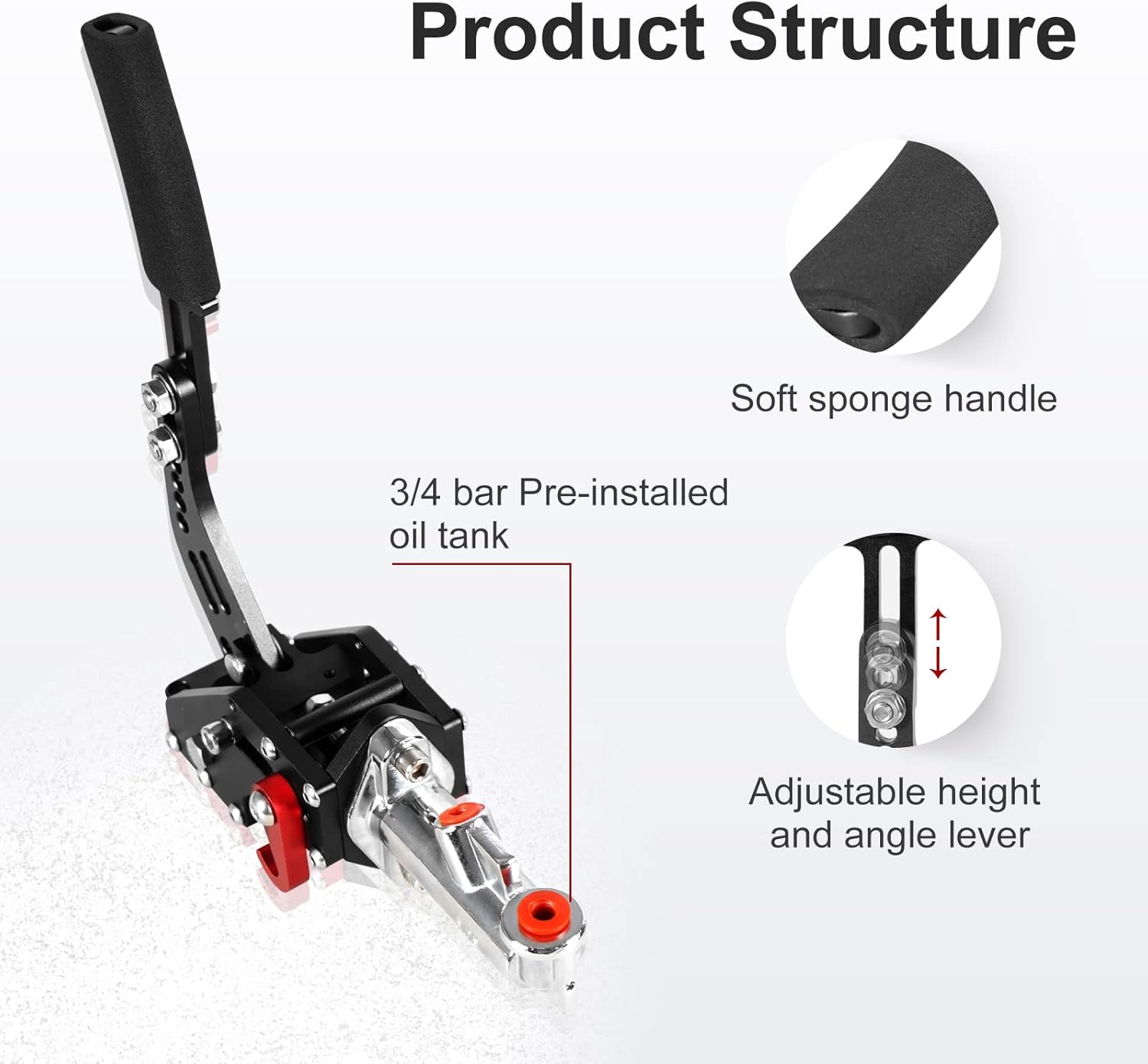 Universal Racing Freno de mano hidráulico Drift E-Brake Manija de estacionamiento Freno de emergencia Palanca de engranajes Negro