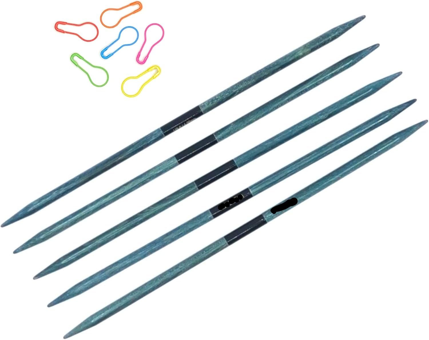 Lykke – Agujas de tejer de doble punta índigo de 5.9 in (6 pulgadas) con marcadores de puntada de la marca All Things Knitting (US 70.177 in)