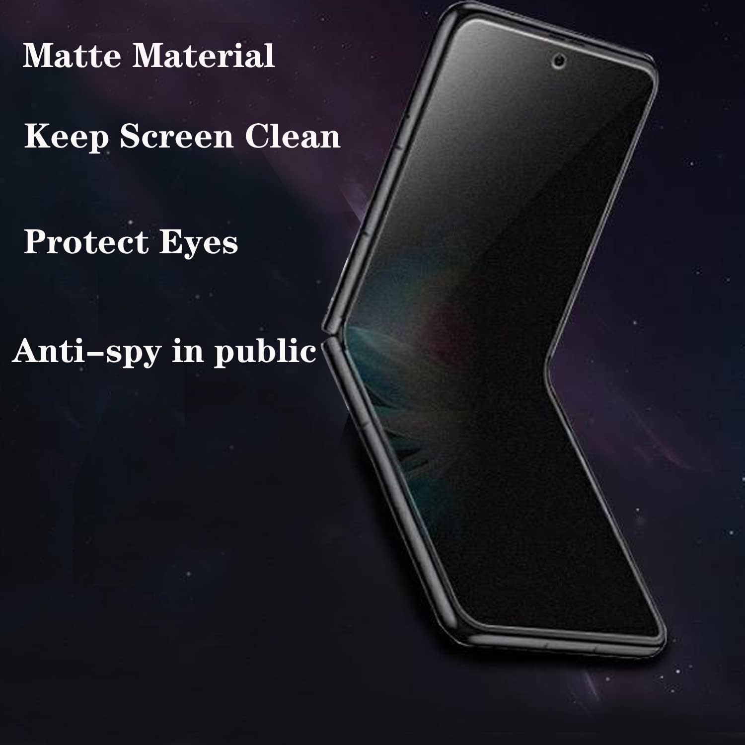 Paquete de 2 protectores de pantalla de privacidad compatibles con Samsung Galaxy Z Flip 4 5G 2022, 2 protectores de pantalla interior, película