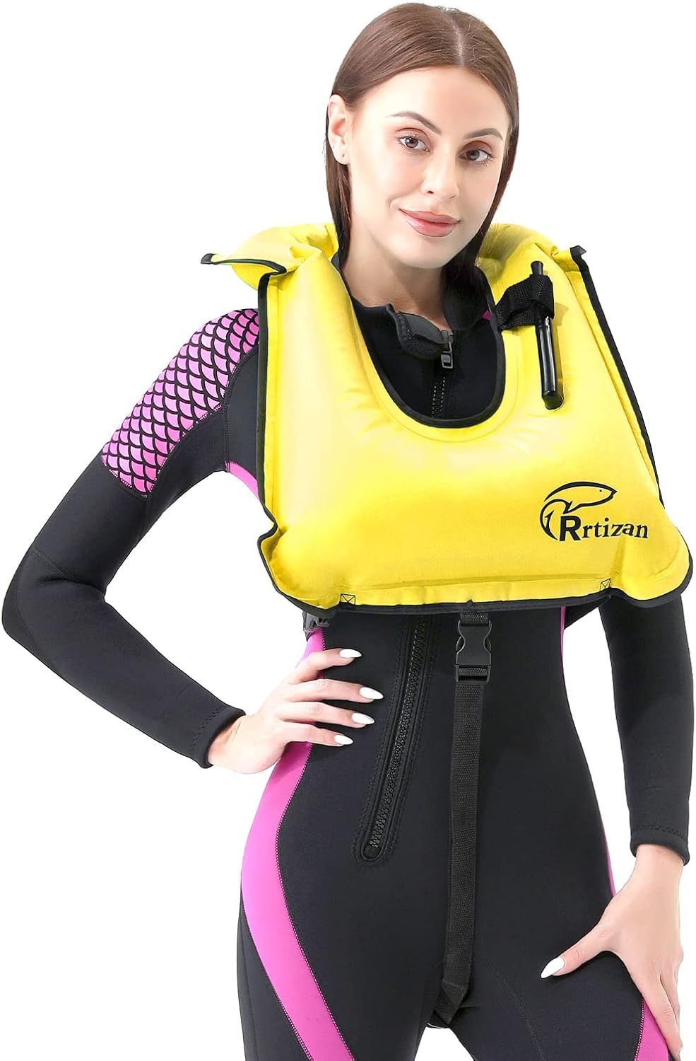 Rrtizan Chaleco de esnórquel, chaleco inflable portátil para adultos, chaleco de natación para hombres y mujeres