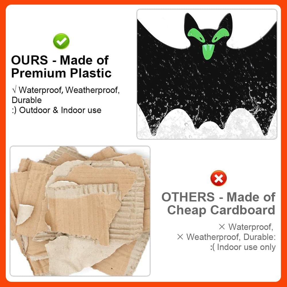 Murciélagos colgantes, 18 piezas de decoración de murciélagos de Halloween, impermeables, 3 tamaños diferentes, decoraciones de Halloween,