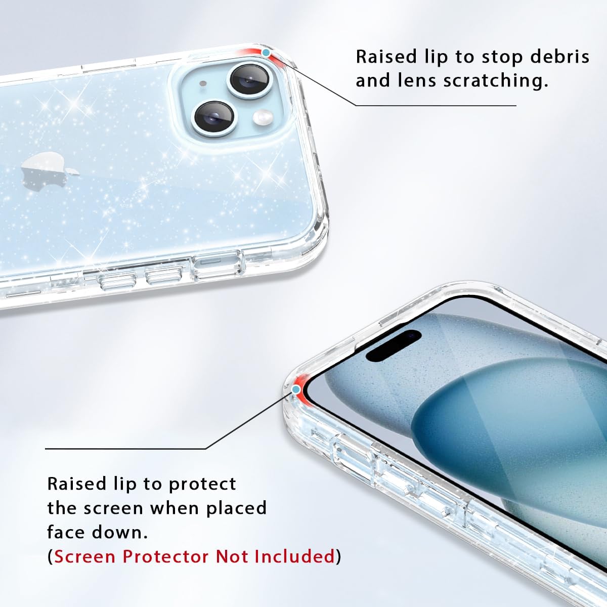 Btscase Funda para iPhone 15 Plus de 6.7 pulgadas (2023), patrón de mármol 3 en 1 resistente cuerpo completo a prueba de golpes PC duro + silicona