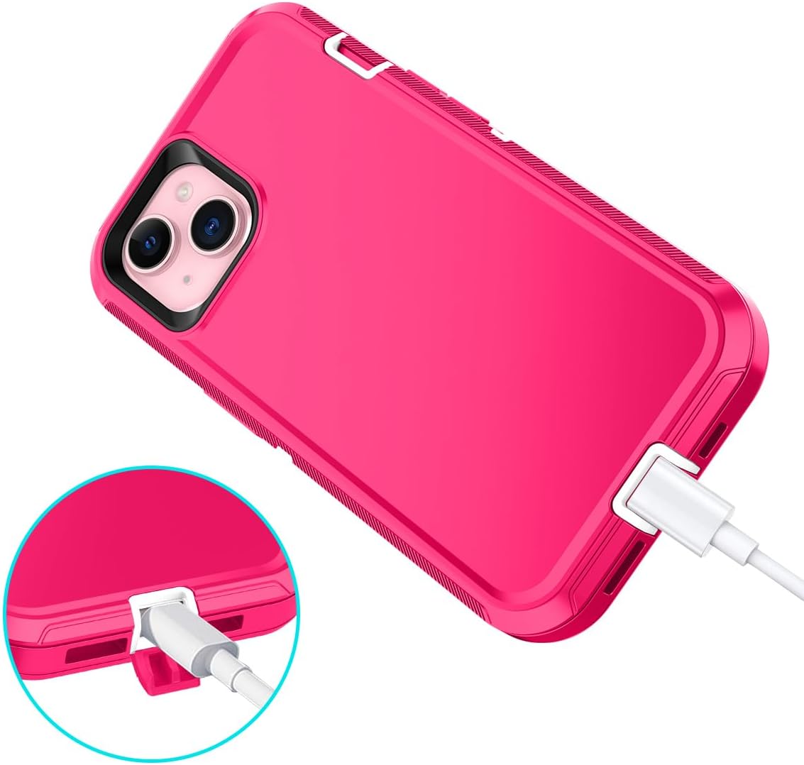 I-HONVA Funda para iPhone 15 a prueba de golpes, a prueba de polvo y caídas, 3 capas de protección de cuerpo completo sin protector de pantalla,