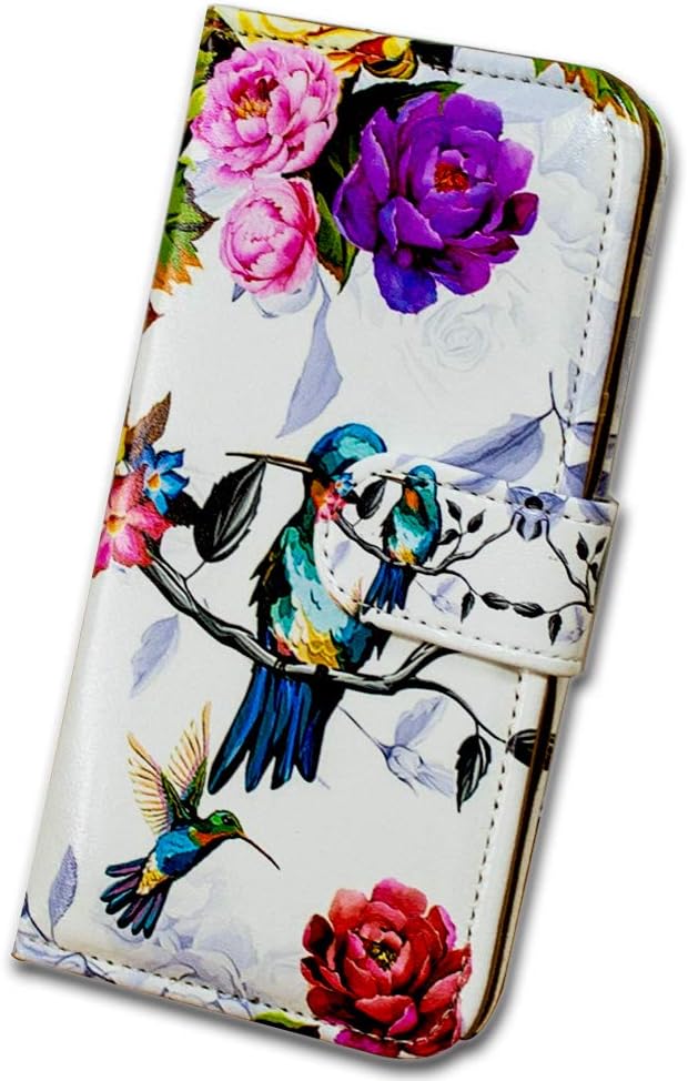 Funda para Moto E 2020Motorola E, colibrí en flores de cuero con tarjetero y soporte para ranura para tarjetas para Motorola Moto E 2020