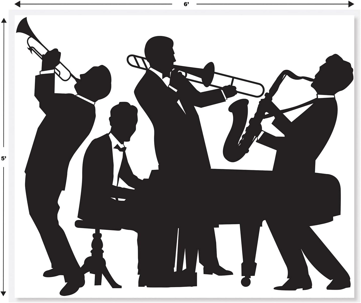 Beistle Mural Insta-Mural de la Gran Banda de Jazz de los 20