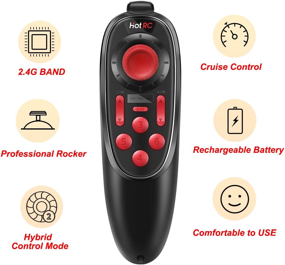 HOTRC DS-600 6CH 2.4GHz Transmisor RC y receptor control remoto con DS 600 PWM 6 canales receptor para barco RC (con 2 receptores)