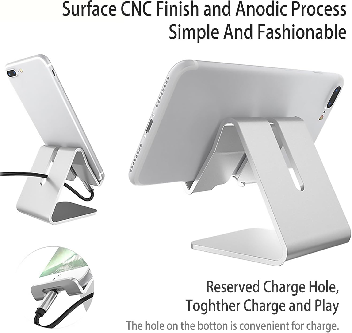 Aluminum Alloy Cell Phone Stand, Cradle, Holder, Aluminum Desktop Stand Compatible with Switch, iPad Air Mini Pro, Phone 13 Pro 12 Mini 11 XS, All
