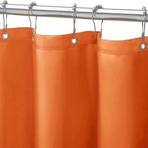 Gibelle Cortina de ducha de tela naranja, 72 x 72 pulgadas, forro de cortina de ducha impermeable para baño con ojales de metal y 12 ganchos de Gibelle Cortina de ducha de tela naranja, 72 x 72 pulgadas, forro de cortina de ducha impermeable para baño con ojales de metal y 12 ganchos de
