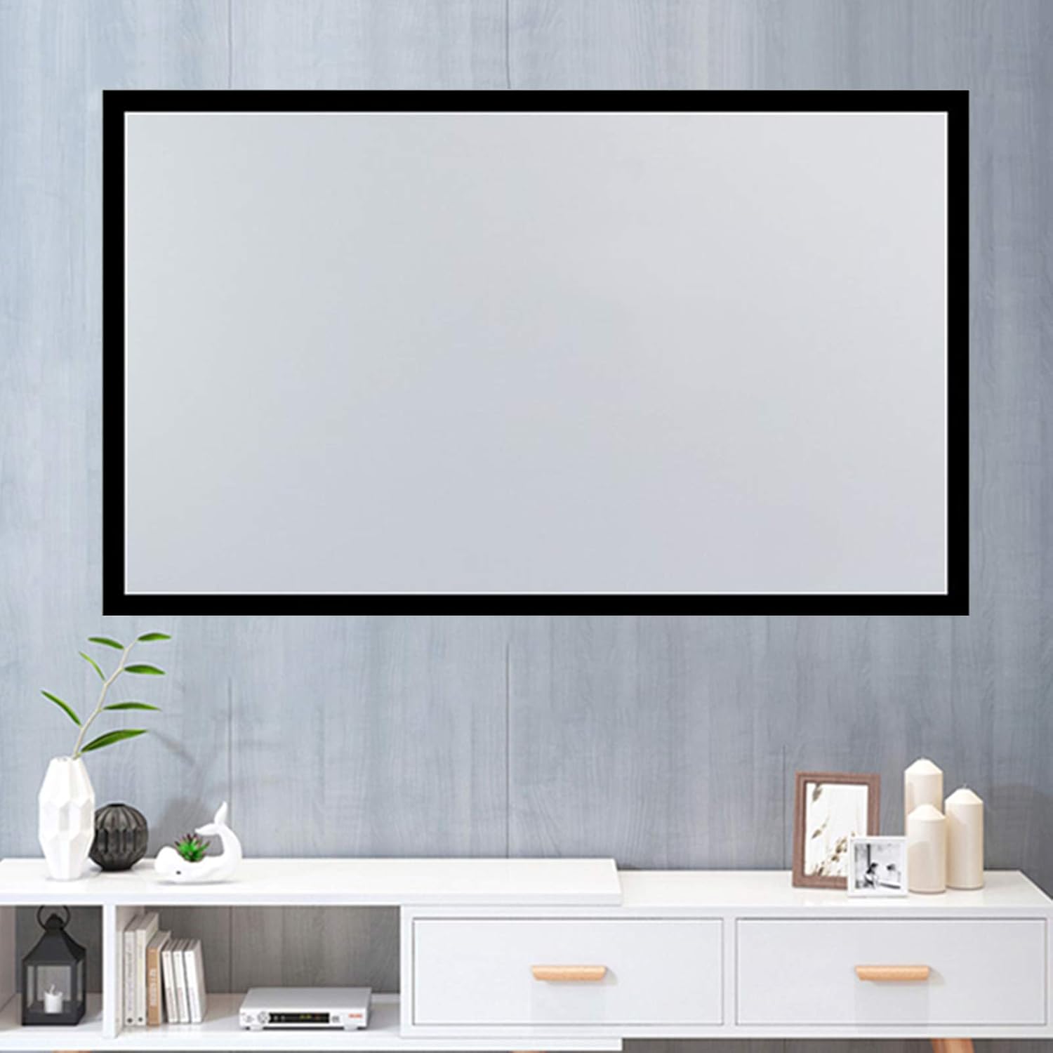 DNYSYSJ Pantalla de proyector de 130 pulgadas para exterioresinteriores, marco fijo de aluminio, pantalla de proyector 169, cine en casa, películas