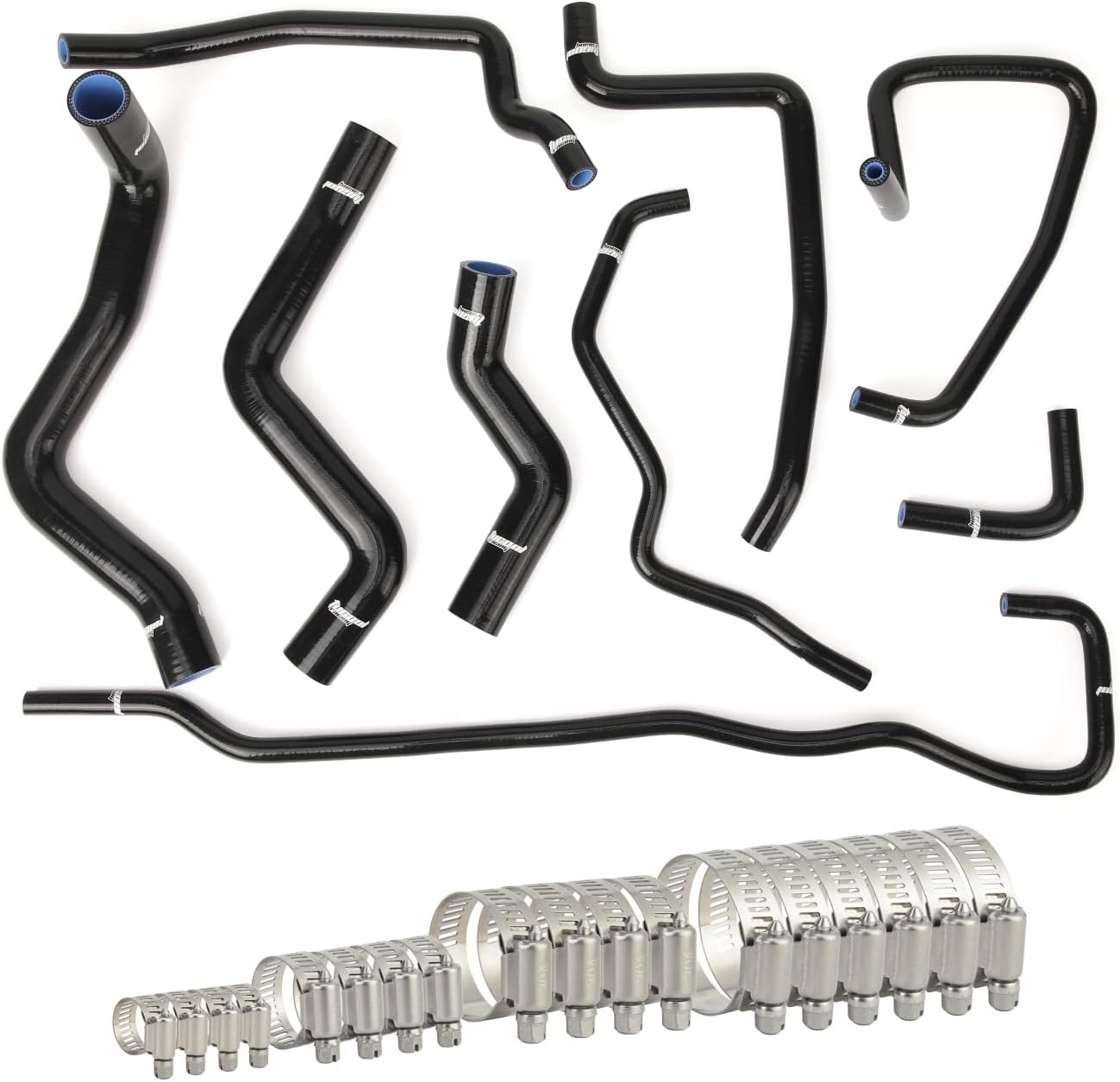 Kit de manguera de refrigerante de radiador de silicona para Mazda RX8 SE3P 13B-MSP con 18 abrazaderas de perno en T (negro)