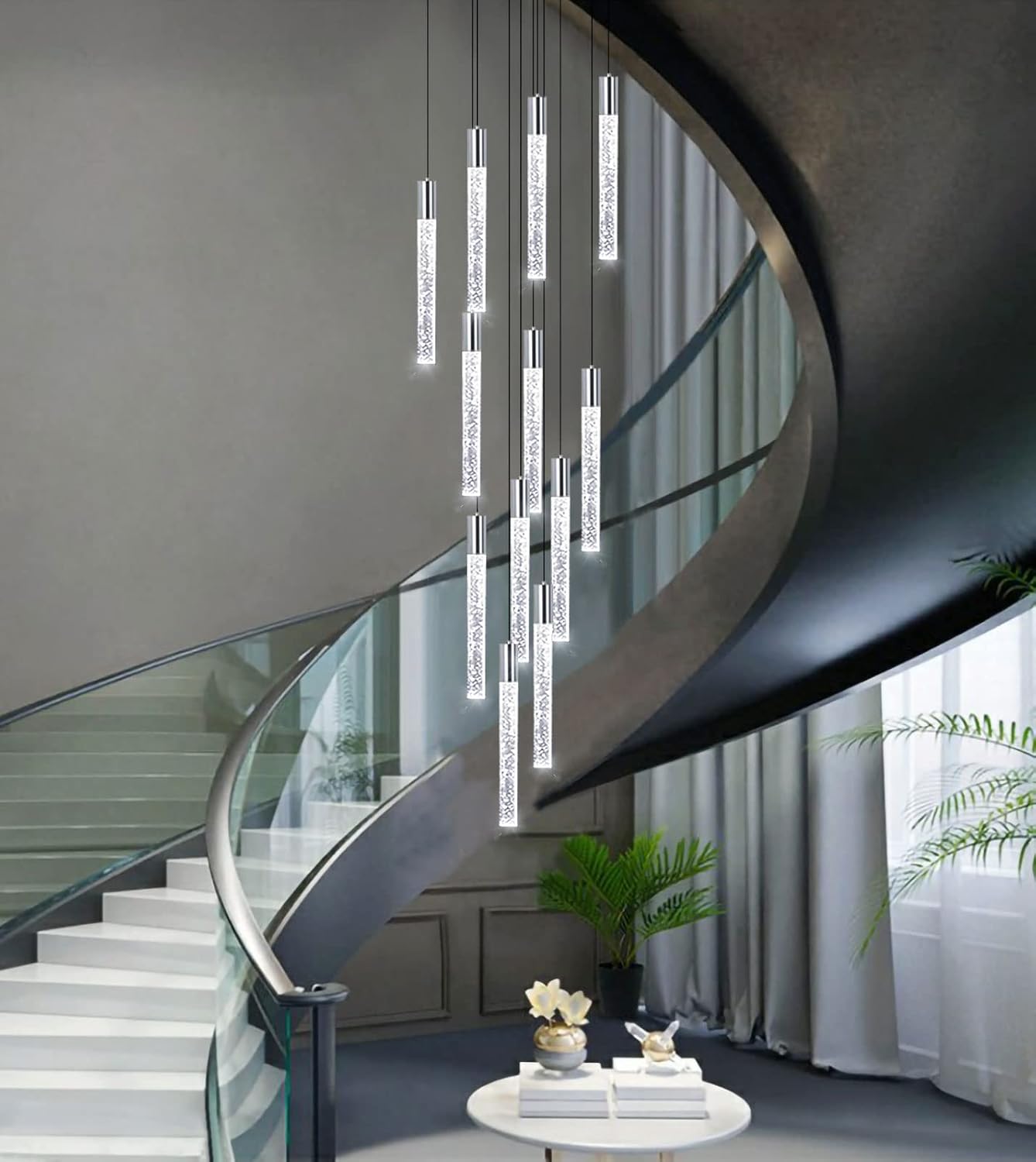 Lámparas LED para sala de estar, lámparas colgantes de techo modernas, lámparas de escalera para entrada, vestíbulo, iluminación dimmale