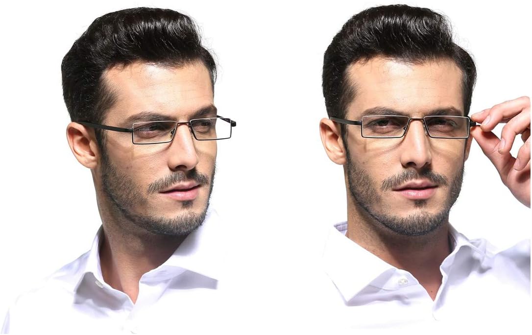 Lentes de lectura de medio marco, lectores de computadora de medio borde con estuche para gafas para hombres (2 piezas en bolsa) 1.75