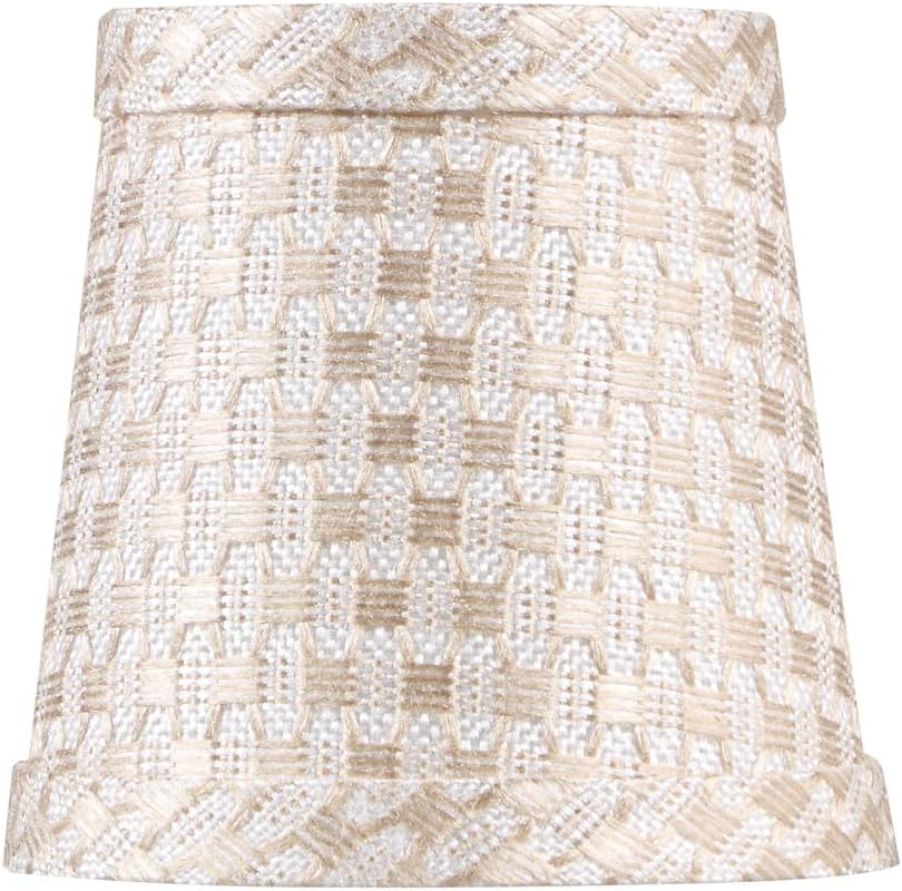 Aspen Creative 51017-2, Empire – Pantalla de lámpara de araña con clip, blanco y beige, 3 pulgadas superior x 4 pulgadas inferior x 4 pulgadas de