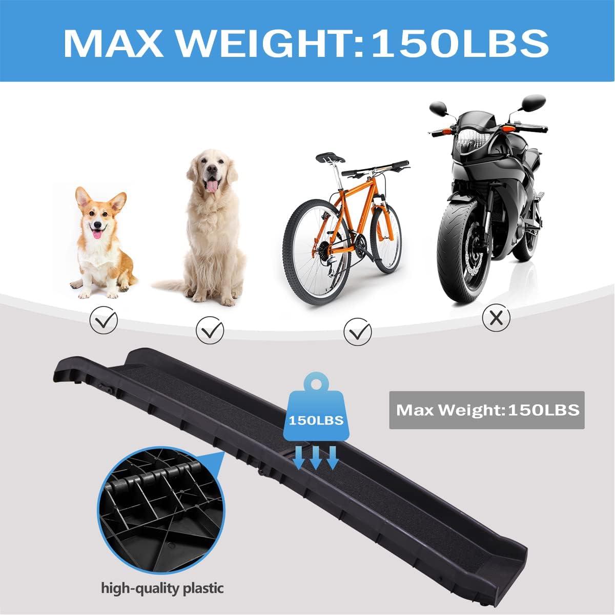 Rampa plegable para perros SUVcoche de 62 pulgadas de largo, escaleras para cachorros, perros viejos, artritis, dolor en las articulaciones, rampa